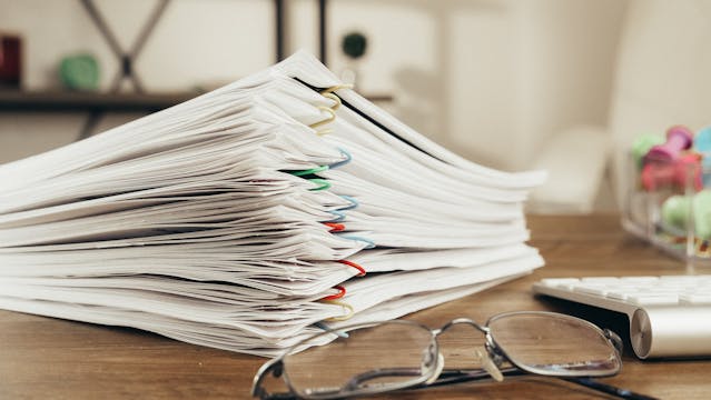 a stack of documents